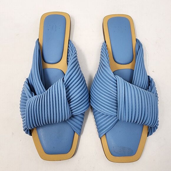 JF Estelle Flat Slide Sandal Blue Knot Size 10 Slip On Padded EUC - Picture 3 of 8